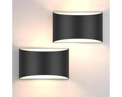 Moderne LED-wandlampen, 3000K warm wit licht, set van 2 wandlampen met vaste bedrading