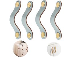 Moderne Leren Meubelgrepen voor Keuken- en Kastdeuren - 4 Stuks, 160mm, Blauw, Perfect voor Interieurdecoratie