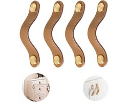 Moderne Leren Meubelgrepen voor Keuken- en Kastdeuren - 4 Stuks Groene Lades en Kasten Handgrepen, Duurzaam en Stijlvol Interieur Accessoire