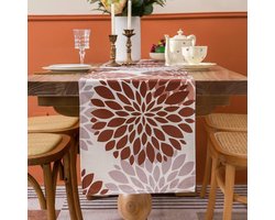 Moderne linnen tafelloper - Tafellinnen met bloemenprint - Boerderij tafeldecoratie - 40 x 140 cm - Keuken eettafel decor - Feest banket - Bruiloft decoratie - Salontafel - Buitentafel tafelloper textiel 60 x 140 cm