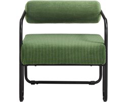 Moderne Loungestoel Corduroy - Fauteuil Met Zwart Metalen Frame - Comfortabele Zitstoel - 68,5x73x70,5 cm - Ontspannen - Woonkamer Zwart