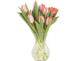 Moderne Luminous Tulpenvaas van Glas - 18 cm Transparant, Diameter 11 cm, Ideaal voor Binnenshuis