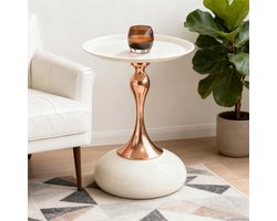 Moderne martini-tafel – kleine ronde bijzettafel voor de woonkamer – bijzettafel met metalen voet van 38 cm – witte ronde slaapkamertafel en nachtkastje – theetafel voor op het balkon – decoratieve hoektafel voor naast het bed