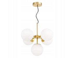 Moderne Messing Hanglamp Stelvio 5 Witte LED Bollen E27