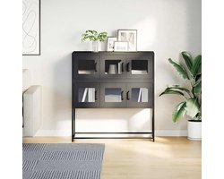 Moderne Metalen Dressoir Kast 100,5x39x107 cm met Laden en Deuren – Industriële Opbergkast van Koudgewalst Staal voor Woonkamer, Keuken of Kantoor – Zwarte Sideboard Kast – Novihome