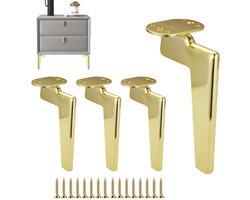 Moderne metalen meubelpootjes voor vervanging van bank, tafel of kast - 15 cm, goudkleurig, met schroeven en vloerbescherming