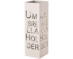 Moderne metalen paraplustandaard - Met haak en afneembare regendruipbak - Taupe - 15,5 x 15,5 x 49 cm