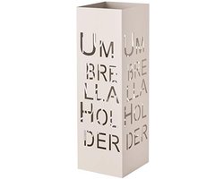 Moderne Metalen Paraplustandaard met Haak en Afneembare Regendruipbak - Taupe - 15,5 x 15,5 x 49 cm