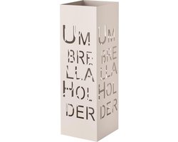 Moderne Metalen Paraplustandaard met Haak en Afneembare Regendruipbak - Taupe - 15,5 x 15,5 x 49 cm