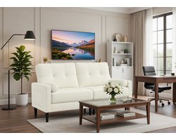 Moderne Mid-Century 2-Zits Bank Linnen | Comfortabele Kleine Sofa met Armleuningen en Kussens | Beige Woonkamer & Slaapkamer Bank | Casa Serena – Afmetingen op aanvraag – Casa Dorada