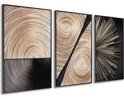 Moderne Minimalistische Kunst Schilderijen voor Woonkamer 50x70 cm - 3-delige Decoratie Inclusief Lijst