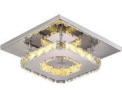 Moderne minimalistische plafondkroonluchter 12W, vierkante LED-kristallen plafondlamp voor badkamer, slaapkamer, woonkamer, gang, keuken, eetkamer, slaapkamer, kantoor. Moderne minimalistische plafondkroonluchter