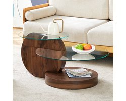 Moderne, minimalistische salontafel van gehard glas, met een meerlaags ontwerp, een frame van hoogwaardig MDF en diverse kleuropties.
