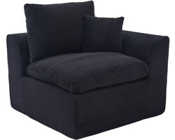 Moderne minimalistische stoffen eenzitsbank – Woonkamerfauteuil, zachte en comfortabele stoel, inclusief kussen. Leverbaar met kussens, vrijetijdsbank in Scandinavische stijlr- Zwart