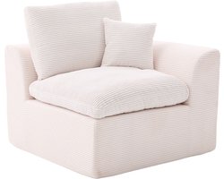 Moderne minimalistische stoffen eenzitsbank – Woonkamerfauteuil, zachte en comfortabele stoel, inclusief kussen. Leverbaar met kussens, vrijetijdsbank in Scandinavische stijl- Beige