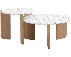 Moderne modulaire salontafel, bijzettafel, salontafelset voor woonkamer, bank bijzettafel en balkon, set van 2