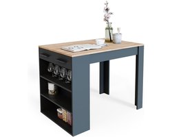 Moderne Multifunctionele Bartafel met Lade en Rek – Compacte Eettafel voor Keuken, Eet- en Werkruimte – Krasbestendig Melamine Hout, Rechthoekig, Zwart, Optioneel met Barkruk – NoviHome
