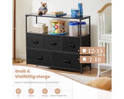 Moderne Multifunctionele Ladekast met 5 Ladeboxen – Zwarte TV-Kast en Dressoir voor Slaapkamer, Woonkamer of Hal – Robuust Stalen Frame en Stijlvol Ontwerp 100 x 30 x 81 cm