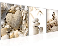 Moderne Muurdecoratie Schilderijen Strand en Stenen - 120 x 40 cm Fleece Canvas