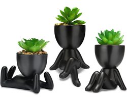 Moderne Nepplanten in Keramische Potten - Schattig Bureau Decor voor Thuis en Kantoor (3 Stuks)