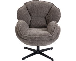 Moderne oorfauteuil - fluwelen fauteuil met viersterrenvoet - S - veren - 360° draaifunctie - grijs