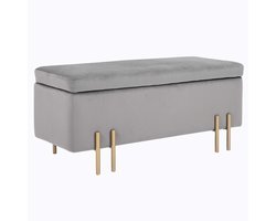 Moderne Opbergbank met Fluweel en Gouden Voeten - 100x40x42 cm