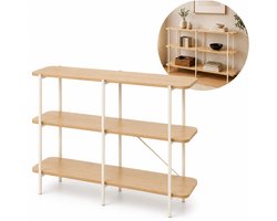 Moderne Open Wandkast - 3 Legplanken - MDF & Metaal - Hout / Beige