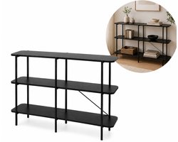 Moderne Open Wandkast - 3 Legplanken - MDF & Metaal - Zwart