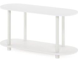 Moderne Ovale Bijzettafel Engineered Wood - Wit/Virgin Wit - Geen Gereedschap Nodig - 1-Pack