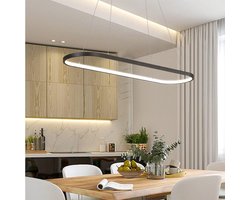 Moderne Ovale LED Hanglamp Zwart Dimbaar - In Hoogte Verstelbaar - 120 cm - Inclusief Afstandsbediening