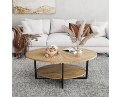 Moderne ovale salontafel met metalen poten en open plank - 110 cm