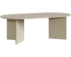 Moderne ovale salontafel - met ruim tafelblad en stabiel onderstel - Japandi style - Beige