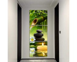 Moderne Panel Art SPA Zen Steen Bloem Canvas Prints Bamboe Groen Foto Op Canvas Wall Art Voor Home Decor Woonkamer 30x30cmx3 Frameloze