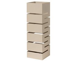 Moderne parasolstandaard van metaal - taupe, geometrisch design met haken en afneembare regenkuip