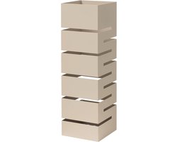 Moderne parasolstandaard van metaal - taupe, geometrisch design met haken en afneembare regenkuip