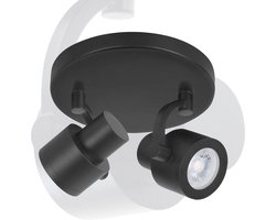 Moderne plafondlamp Alto spots | 2 lichts | zwart | metaal | Ø 17 cm | hal / woonkamer lamp | modern / stoer design