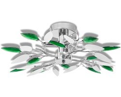 Moderne Plafondlamp met Bladeren - Wit/Groen - 4-lichts Plafondarmatuur