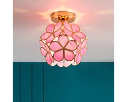 Moderne Plafondlamp met Smeedijzeren Lampenkap E27 voor Slaapkamer en Hal - Roze