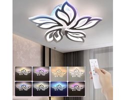 Moderne Plafondlamp - Wit - 65 cm - Dimbaar Met Afstandsbediening - RGB - 12 Kleuren - Kroonluchter - Woonkamer Lamp