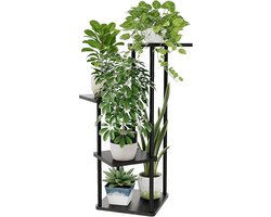 Moderne plantenstandaard met 4 etages, hoekdesign voor ruimtebesparing, metaal en MDF constructie