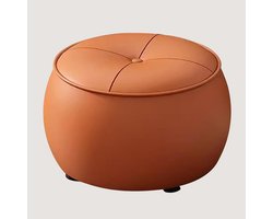 Moderne Poef - Ronde Kruk - Extra Zitplaats - Antislippad - 35x35x30 cm - Oranje