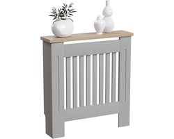 Moderne radiatorafdekking - grijs gelakt - klein - vezelplaat en hout