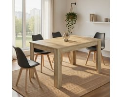 Moderne rechthoekige eettafel Georgia voor 6 personen - Stijlvolle Beukenhout imitatie - Stevige Houten tafel 140 x 80 cm - Casa Serena