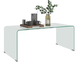 Moderne rechthoekige glazen salontafel met afgeronde hoeken - 80 x 45 x 35 cm