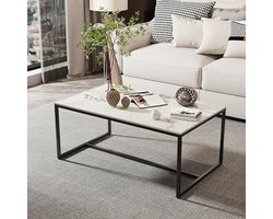 Moderne rechthoekige salontafel met gesinterd steen en metalen poten