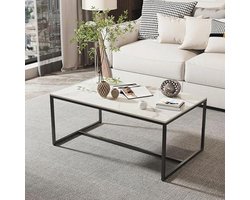 Moderne rechthoekige salontafel met gesinterd steen en metalen poten