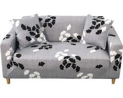 Moderne Rekbare Sofa Hoes voor 1/2/3/4 Zits Bank - Antislip, Elastische Bescherming, Grijs met Esdoornblad (141-180 cm)
