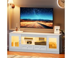 Moderne RGB Gaming TV-Kast 148 cm voor 55-65 inch Televisies – Laden, Verstelbare Planken & LED-Verlichting – Entertainmentcentrum voor Woonkamer & Slaapkamer – Stijlvol Minimalistisch Design Altameubel