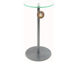 Moderne Ronde Bijzettafel Glas Zilver 20x20x60 cm - Kleine Stijlvolle Salontafel