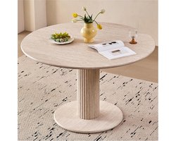 Moderne ronde eettafel met steenpatroon, 115 cm, ideaal voor keuken en eetkamer